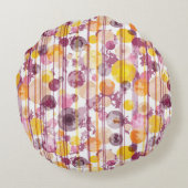 むらがあるストライプので白いパターン ラウンドクッション (裏面)