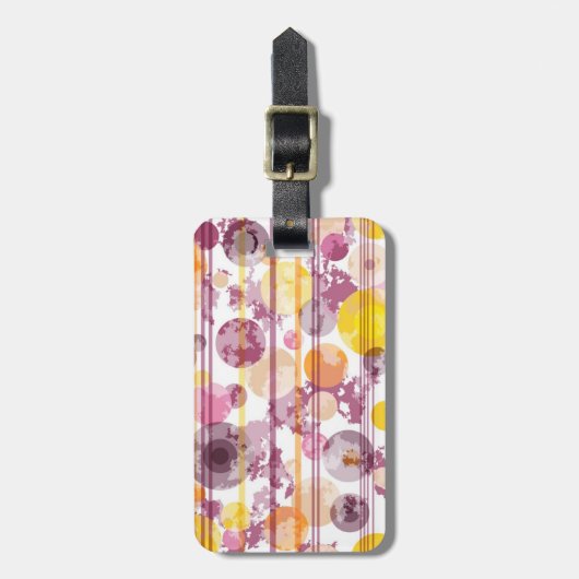 むらがあるストライプので白いパターン ラゲッジタグ (正面縦)