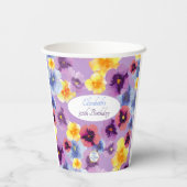 むらさきのパンジー・アート　手描きイラストの花の別荘 紙コップ (裏面)