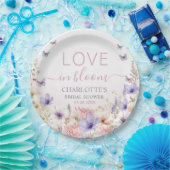 むらさきピンクの野の花に、蝶が恋を咲かせて ペーパープレート (パーティー)