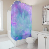 むらさき水色のパステルカラーアート　バタフライ シャワーカーテン (インサイチュ)