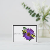 むらさき花に出会うかわいいミツバチ|過去記事 名刺 (スタンド正面)