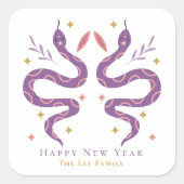 むらさき蛇中国の新年 スクエアシール (正面)