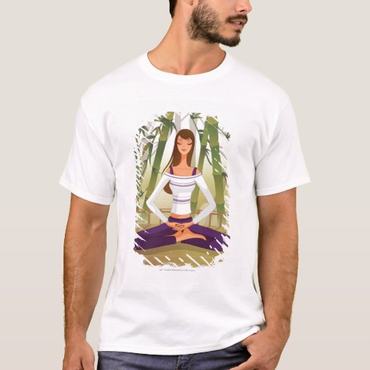 めい想する蓮華座に坐っている女性 Tシャツ (正面)