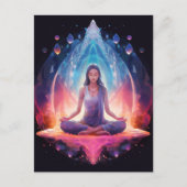 めい想のヨガの女の子、クリスタル鮮やかカラー ポストカード (正面)