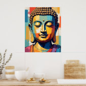 めい想の仏カラフルモダン画絵画の ポスター (キッチン)