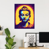 めい想の仏カラフル画素芸術 ポスター (ホームオフィス)