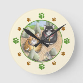 めい想の猫のZen Round (Medium)壁時計 ラウンド壁時計