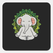 めい想ゾウの贈り物ヨガ恋人の女性ゾウ スクエアシール (正面)