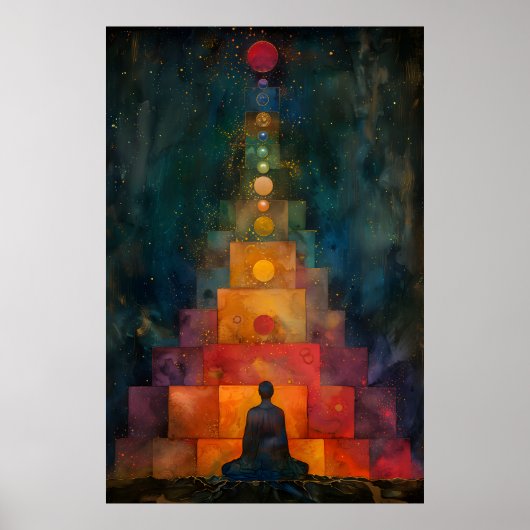 めい想チャクラ前のヨギ絵を描階段 ポスター (正面)