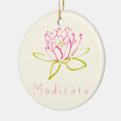 めい想ロータスフラワー/ウォーターリリーイラストレーション セラミックオーナメント (左)