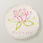 めい想.ロータスフラワー/ウォーターリリーイラストレーション ラウンドクッション (裏面)