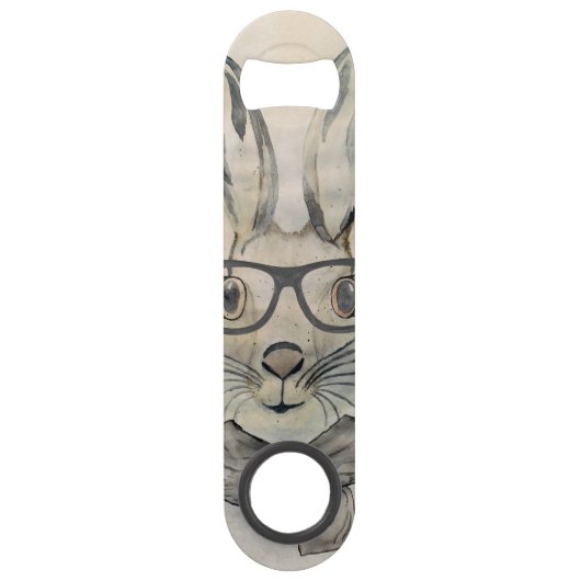 めがねおもしろいとスカーフの可愛い水色バニー スピード栓抜き (裏面)