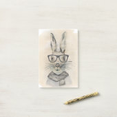 めがねおもしろいとスカーフの可愛い水色バニー ポストイット (デスク上)