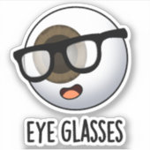 めがねのイラスト　おもしろい目玉のダジャレ シール (正面)