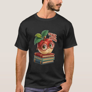 めがねのキュートなりんごの先生 教育者 Tシャツ
