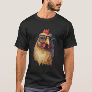 めがねのニワトリ かわいい鳥好き 態度 Tシャツ