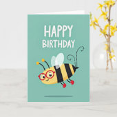 めがねの虫の誕生日カード カード (黄色い花)
