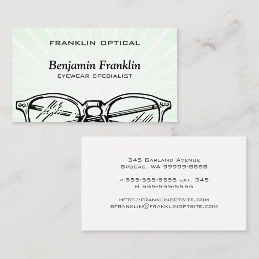 めがねのEyewearの日が差すことの光学視野 名刺 (正面/裏面)