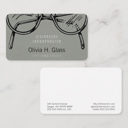 めがねのEyewearの灰色のフェイクなフランネル 名刺 (正面/裏面)