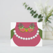 めがねをかけたかわいい女性フクロウ ポストカード (スタンド正面)