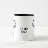 めがねをかけたかわいい猫の nerd 陶器マグカップ マグカップ (中央)