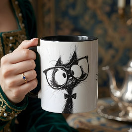 めがねをかけたかわいい猫の nerd 陶器マグカップ マグカップ