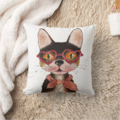 めがねカッコいいのかわいい猫 クッション (ブランケット)