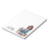 めがねコーヒーと犬が入ったかわいい女パーソナライズされたの子 ノートパッド (回転)