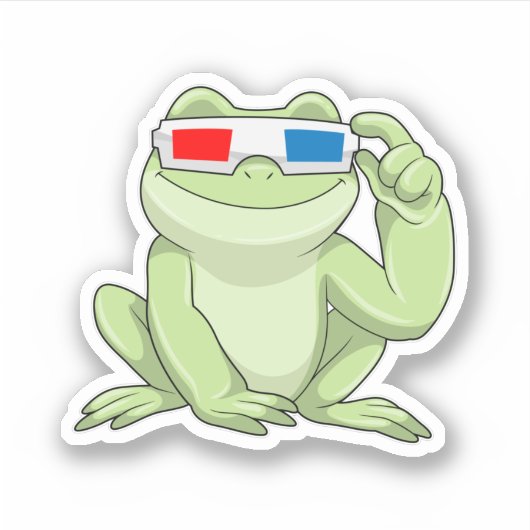 めがね付きカエル シール (正面)