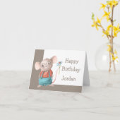 めがね描き可愛い小さなマウス動物漫画 カード (黄色い花)