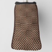 めちゃくちゃで汚い茶色のチェスがお互いに重なり合う ゴルフヘッドカバー (回転90)