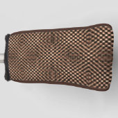 めちゃくちゃで汚い茶色のチェスがお互いに重なり合う ゴルフヘッドカバー (正面)