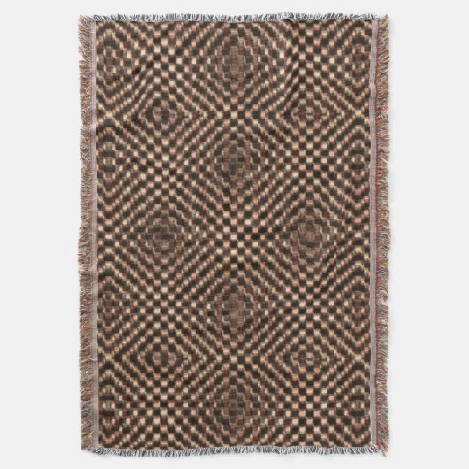 めちゃくちゃで汚い茶色のチェスがお互いに重なり合う スローブランケット (正面縦)