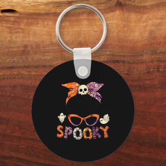めちゃくちゃな不気味おばあちゃん面白いハロウィーンの衣装W キーホルダー (正面)