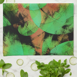 めちゃくちゃな重ね合わせのサーモングリーンらせん状T キッチンタオル