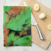 めちゃくちゃな重ね合わせのサーモングリーンらせん状T キッチンタオル (四つ折り)