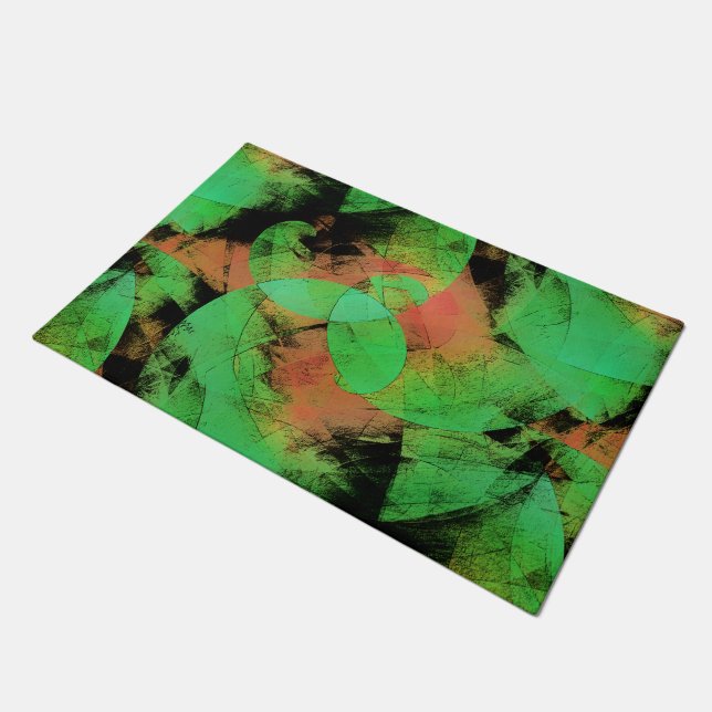 めちゃくちゃな重ね合わせのサーモングリーンらせん状T ドアマット (アングル)