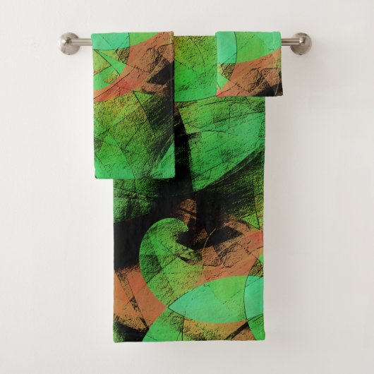 めちゃくちゃな重ね合わせのサーモングリーンらせん状T バスタオルセット (インサイチュ)