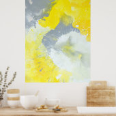 「めちゃくちゃにする」グレーと黄色の抽象芸術アートのポスター ポスター (キッチン)