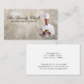 めっき食品を持つシェフ 名刺 (正面/裏面)