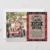 めったに落ち着かない常に明るい格子模様のBurlap写真 シーズンカード (正面)