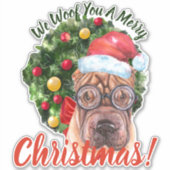 めでたいクリスマスのシャール平めがね シール (正面)