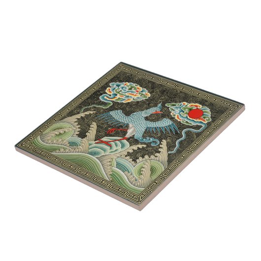 めでたい潮とフェニックスの上昇パター中国のン タイル (側面)