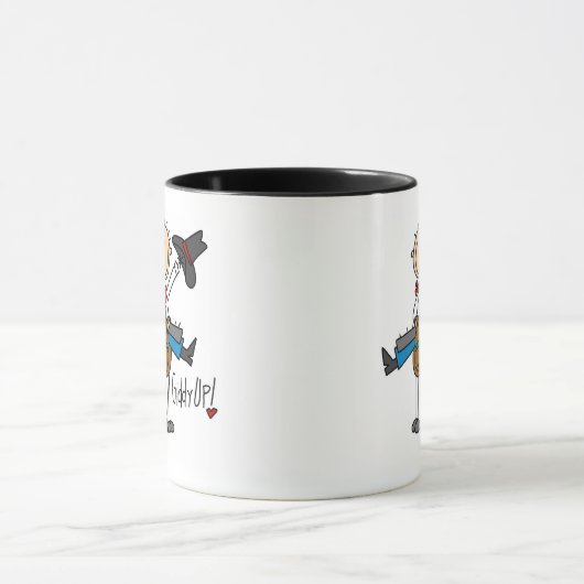 めまいがする上りのカウボーイのTシャツおよびギフト マグカップ (中央)