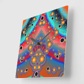 めまいカラフルの泡 スクエア壁時計 (傾斜)