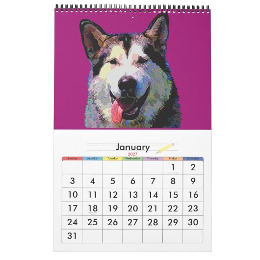 めまい犬の絵画2012カレンダー カレンダー (1月 2027)
