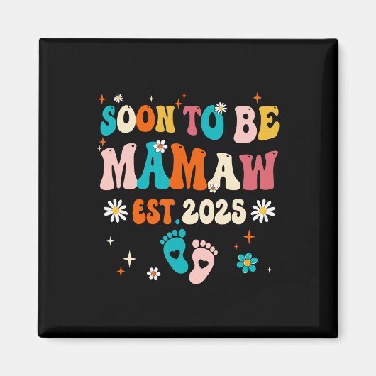 もうすぐおばあちゃん 2025年出産予定妊娠発表ギフト マグネット (正面)