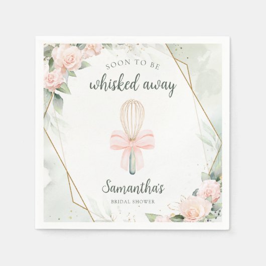 もうすぐウィスキッ遠くにクピンクフローラブライダルシャワー スタンダードカクテルナプキン (正面)