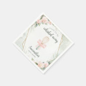 もうすぐウィスキッ遠くにクピンクフローラブライダルシャワー スタンダードカクテルナプキン (角)